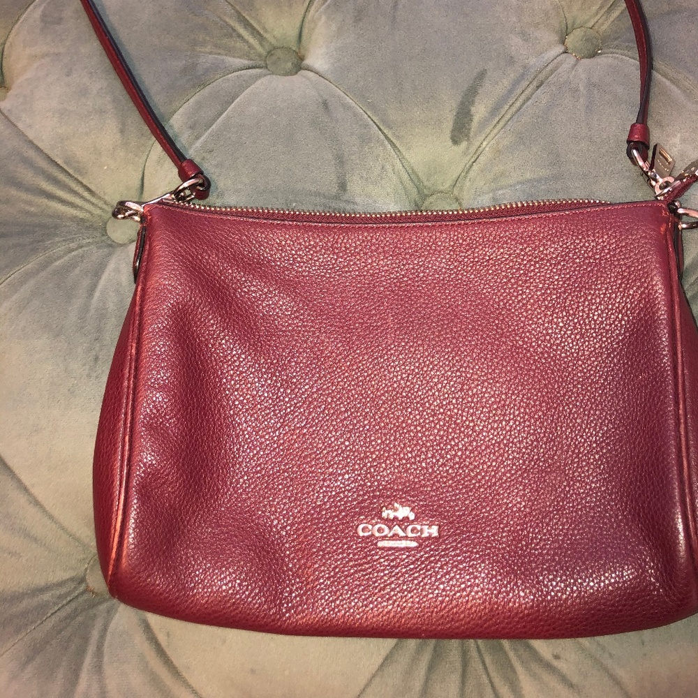 Maroon Coach Crossbody Crossgrain Purse